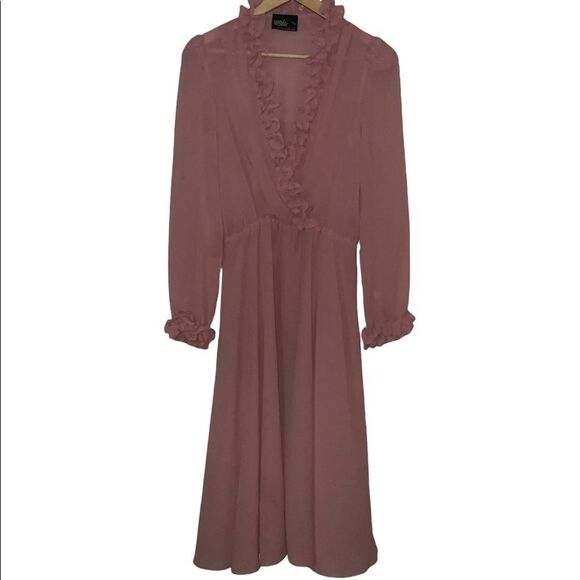Ursula Of Switzerland Pink Mauve Ruffled Dress - Picture 1 of 9